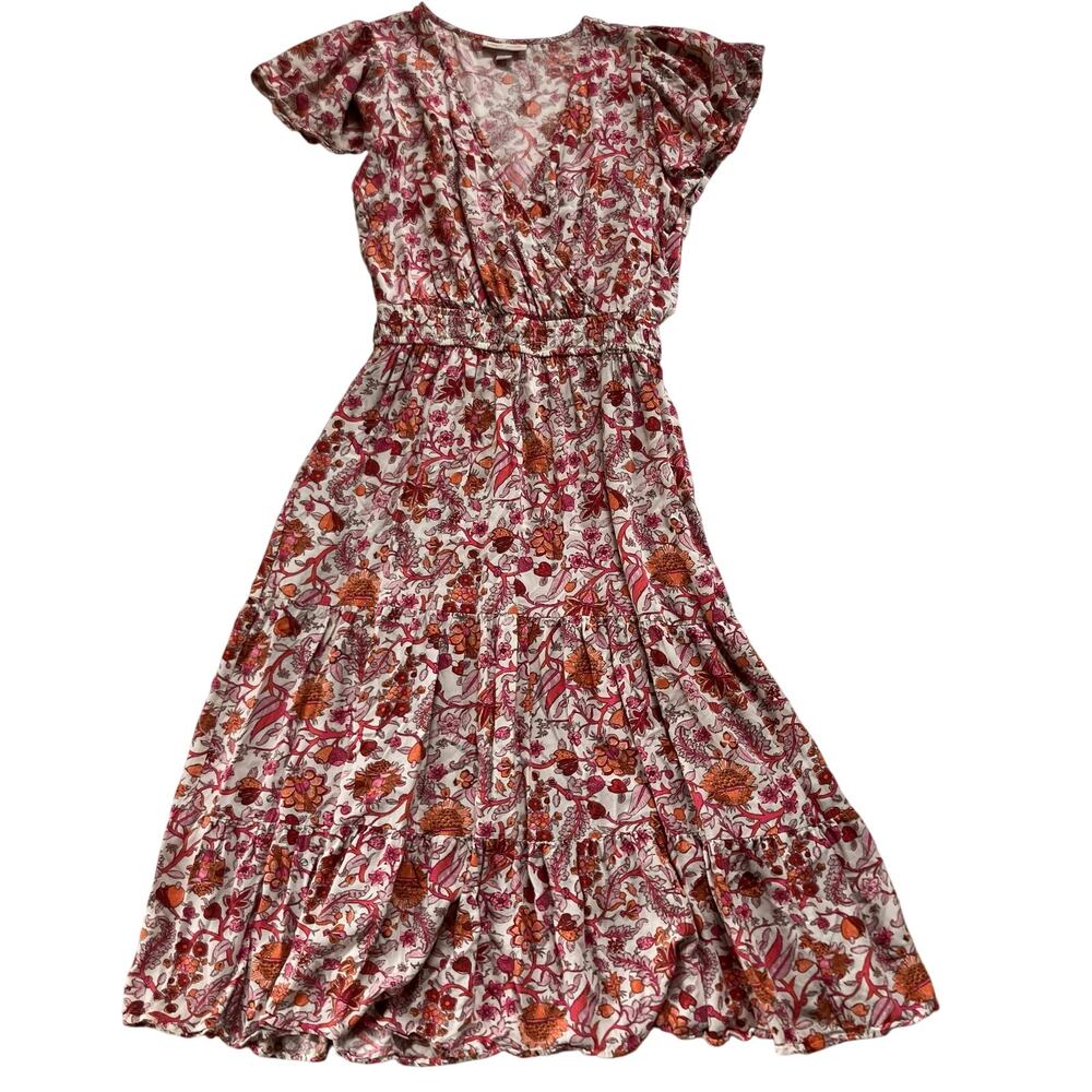 Knox Rose Floral V-Neck Midi Dress Size M Cottage Boho Summer